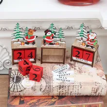 Деревянный Календарь креативная Мода Дерево Рождество Санта Клаус Адвент календарь детский подарок украшение стола орнамент