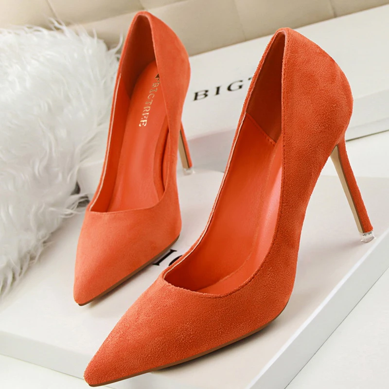 Womens Shoes Orange Size Heel | Orange Suede Pumps Heel Shoes | Purple Orange  Heels - Pumps - Aliexpress