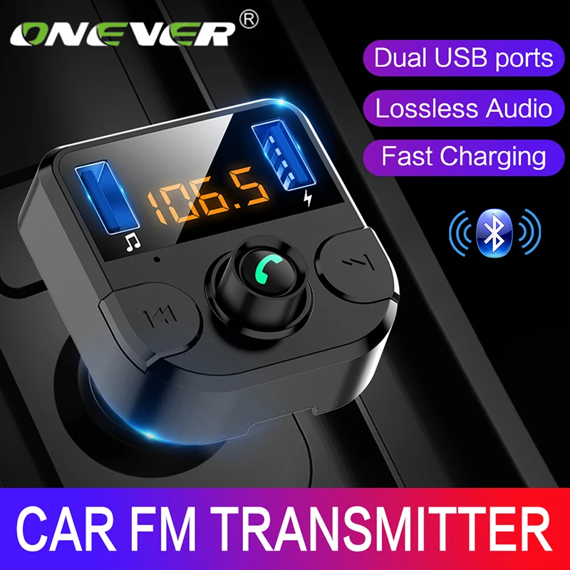 Автомобильный fm-передатчик Onever с ЖК-дисплеем и MP3 плеером, беспроводной Bluetooth приемный автомобильный комплект 3.1A, Быстрый USB, USB, зарядное устройство, fm-модулятор