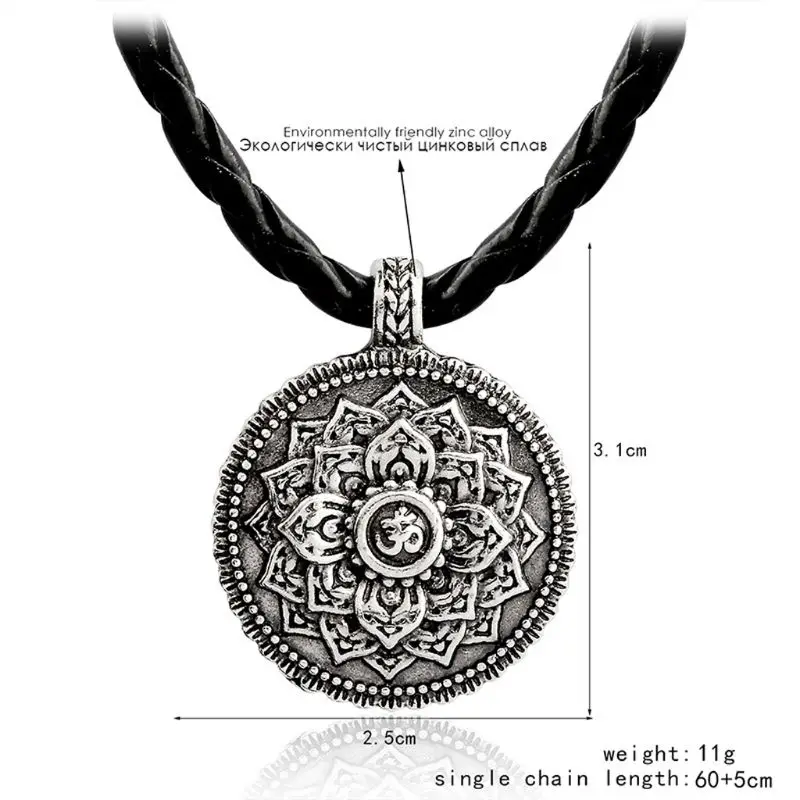 Om Lotus Mandala Medallion Pendant Necklace Tibetan Buddhist Meditation Jewelry | Украшения и аксессуары