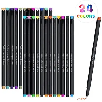 

Art Marker Pens 24Pcs Colored Ink Mini 0.4mm Fine Liner Water Color Kids School Anime Manga Sketch Scrapbooking Drawing Painting