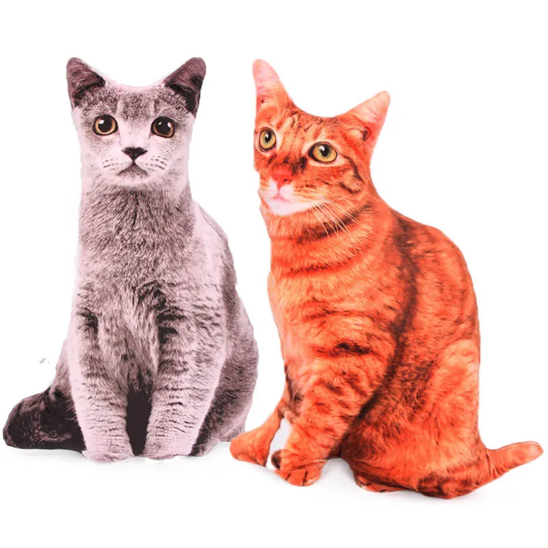 grey orange set 2 шт. 46 см 3D подушки в форме кошки, животного декоративные подушки серые тигровые полосы мягкие плюшевые игрушки для девочек и мальчиков Подарки для украшения дома - Цвет: grey orange set