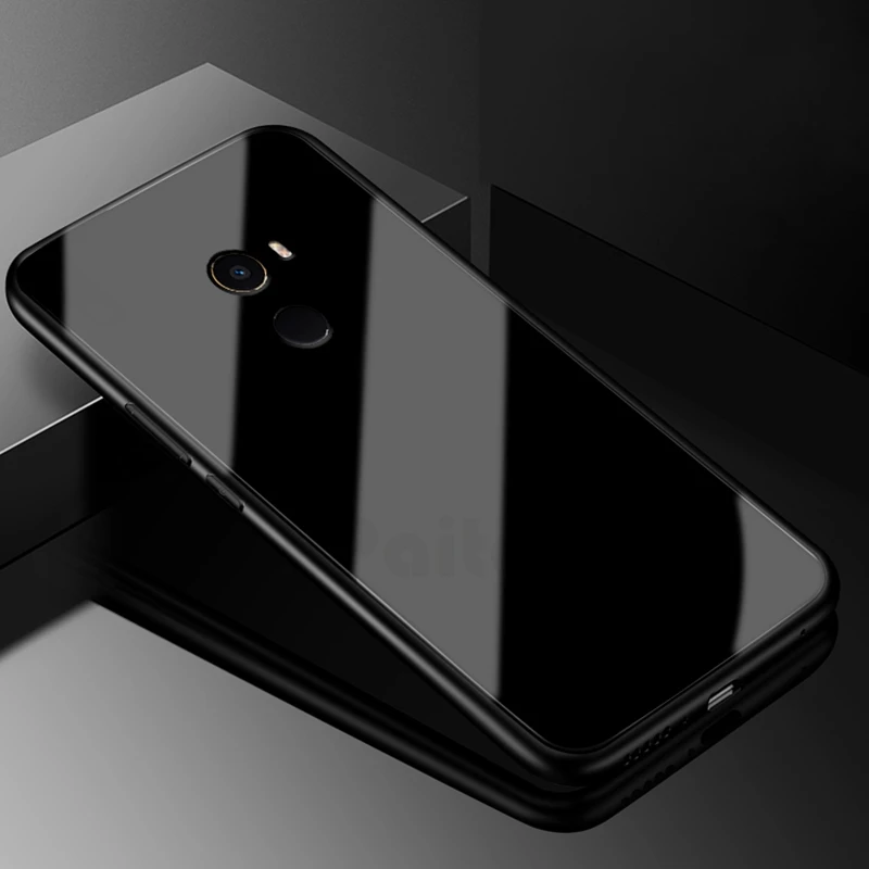 Черный Роскошные закаленное Стекло чехол для Xiaomi Mi CC9 CC9e 9Lite 9T 9 8 Pro SE Lite 6 6X 5X A1 A2 Lite TPU бампер противоударный чехол - Цвет: Черный