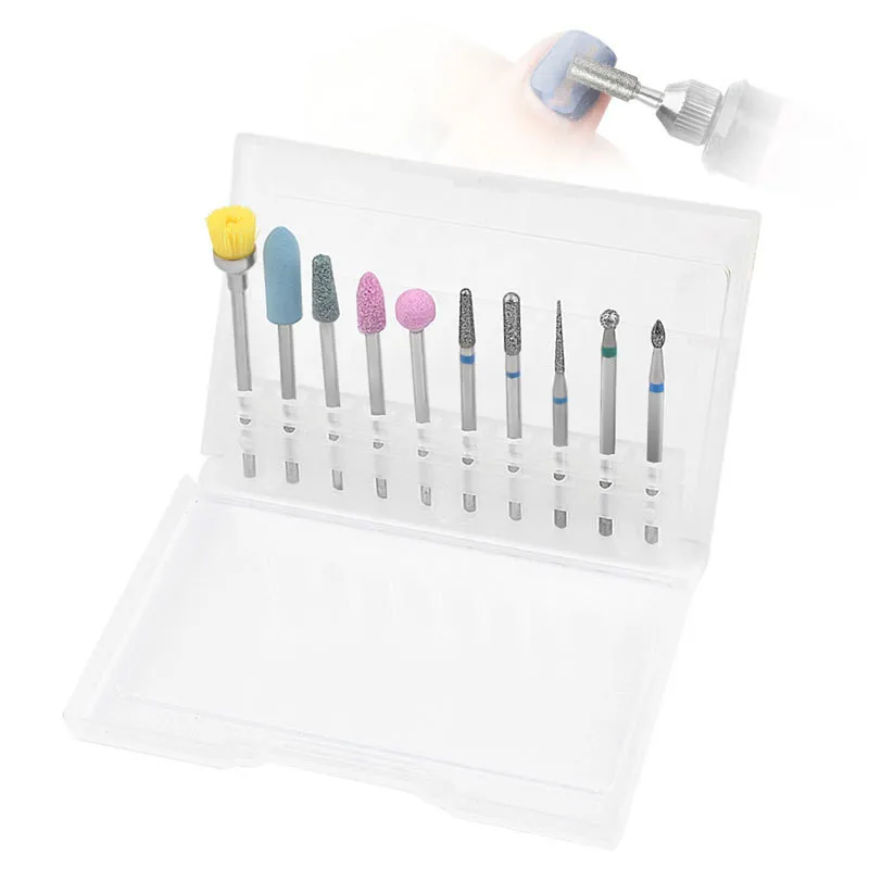 

1 set Diamond Nail Drill Bit Milling Cutter Electric Nail Rotary Files Burr Manicure Machine Accessory Cuticle Clean Tools