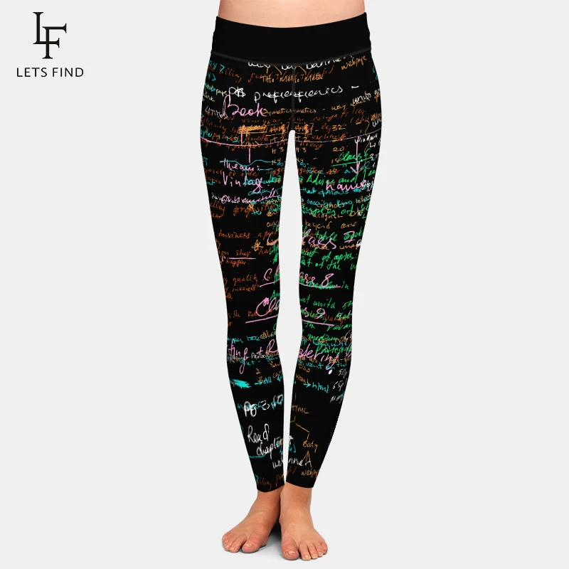 LETSFIND Brand Fashion Winter Women Plus Size Pants 3D Doodle Letter Element Digital Printing High Waist Soft Workout Leggings legging Leggings