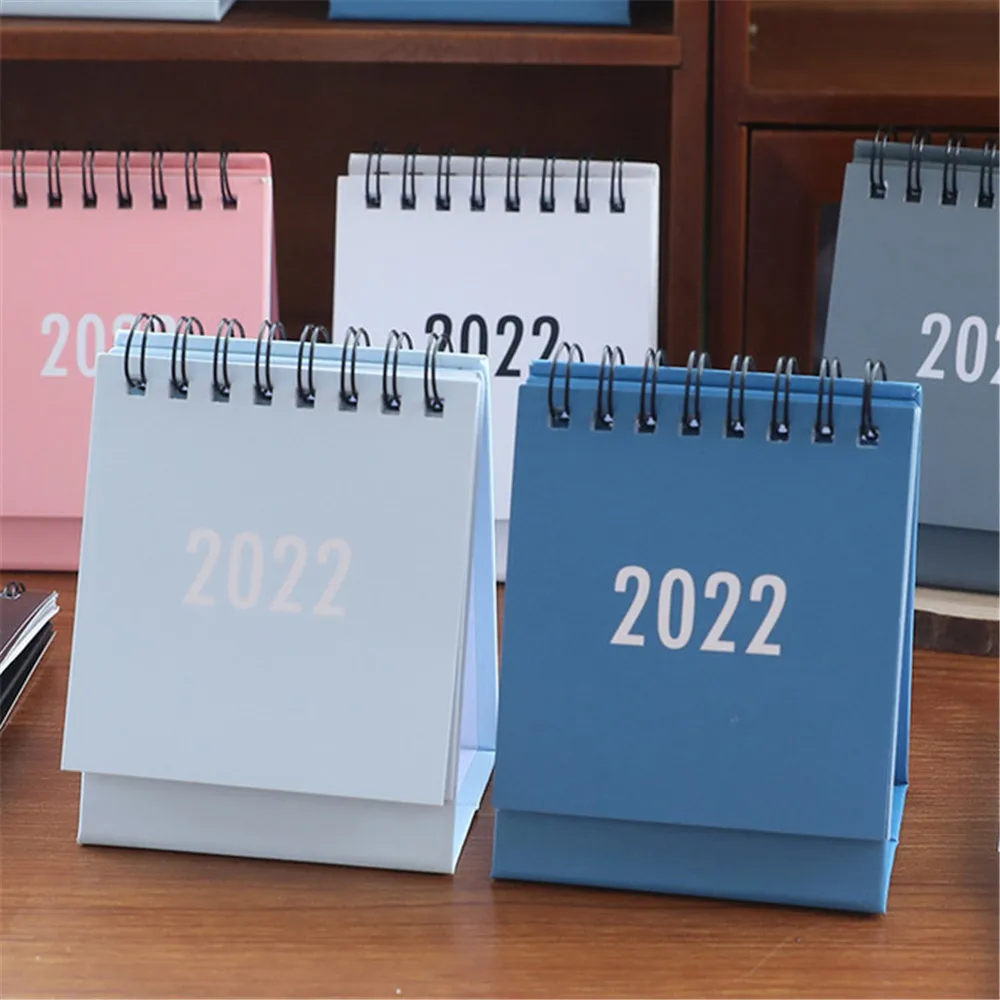 2022 Simple Desk Coil Calendar with Stickers Mini Dual Daily Schedule Table Planner Yearly Organizer 1