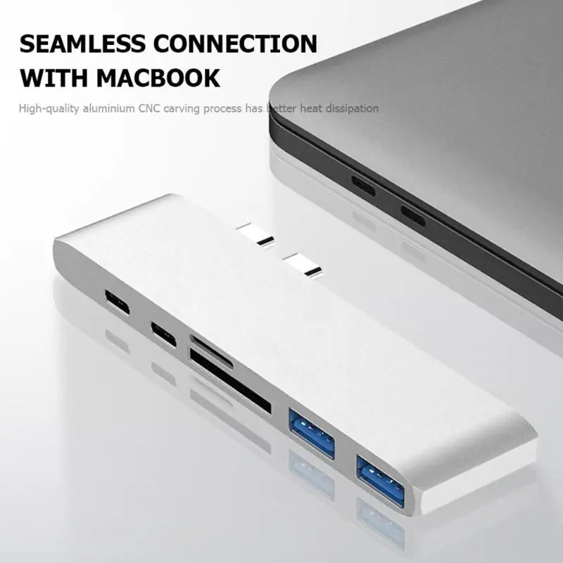 6 в 1 взаимный обмен данными между компьютером и периферийными устройствами C концентратор HW-TC14 двойной Тип C Мульти USB 3,0 PD кард-ридер адаптер для MacBook Pro