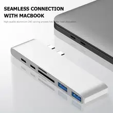 6 в 1 взаимный обмен данными между компьютером и периферийными устройствами C концентратор HW-TC14 двойной Тип C Мульти USB 3,0 PD кард-ридер адаптер для MacBook Pro
