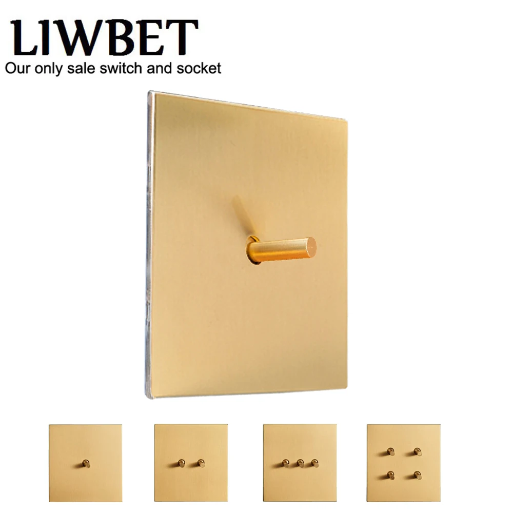 Настенный переключатель LIWBET с золотым переключателем и панелью из нержавеющей