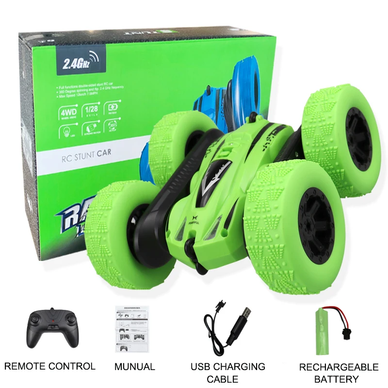 Coche teledirigido 4WD para niños y adultos, coche teledirigido de doble cara, escala 1:24, con Radio de 2,4G y giro de 360 °