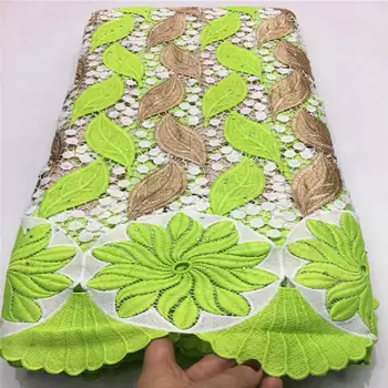 

Green African Guipure Cord Lace Fabric High Quality African French Laces With Stones Embroidery Lace Water Soluble 1731
