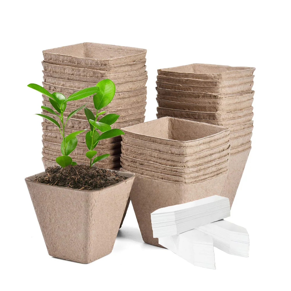 100pcs Seed Starter Tray Kit Peat Pots for Seedlings Organic Biodegradable Plant 