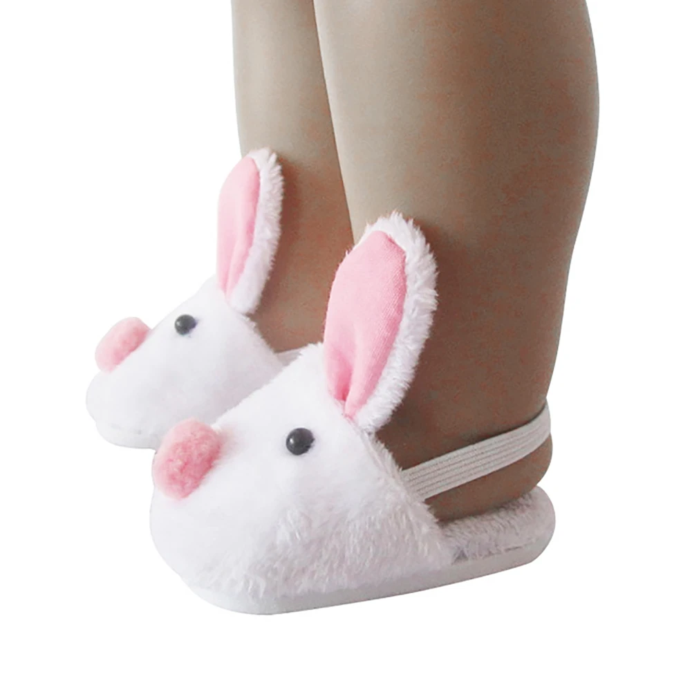 1 пара милые мягкие фетровые тапочки с мультяшным кроликом для 18 дюймов аксессуары для детской куклы