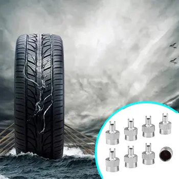 

8pcs/Set Chrome Metal Slotted Head Valve Stem Caps With Core Remover Tool for Motorcycle/Car Repair Tool