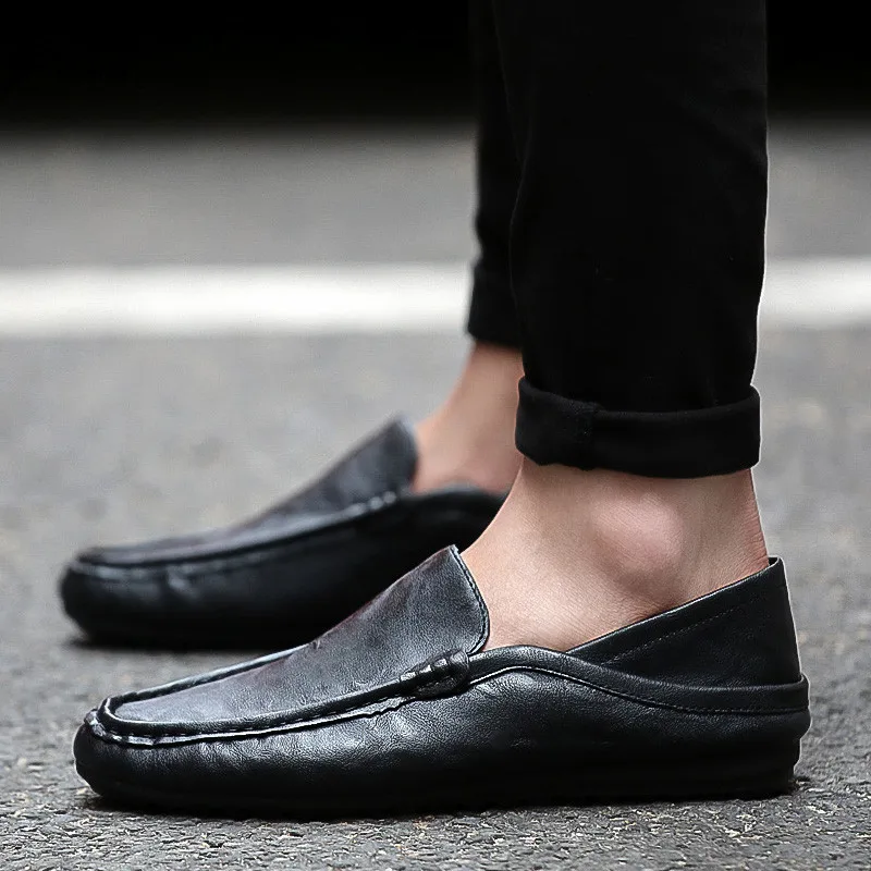 Мужские лоферы 2020 Модная легкая мужская обувь из искусственной кожи