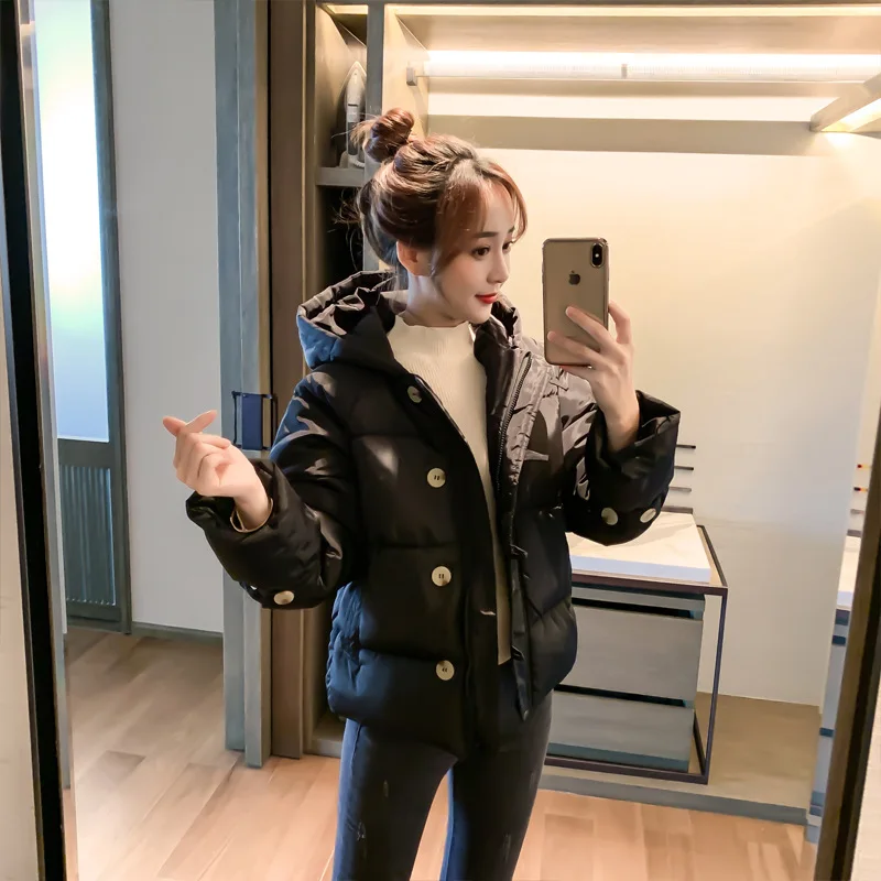 

Photo Shoot 2019 Winter Clothes Online Celebrity Students Short down Jacket Women's College Style Thick Loose Cotton Coat