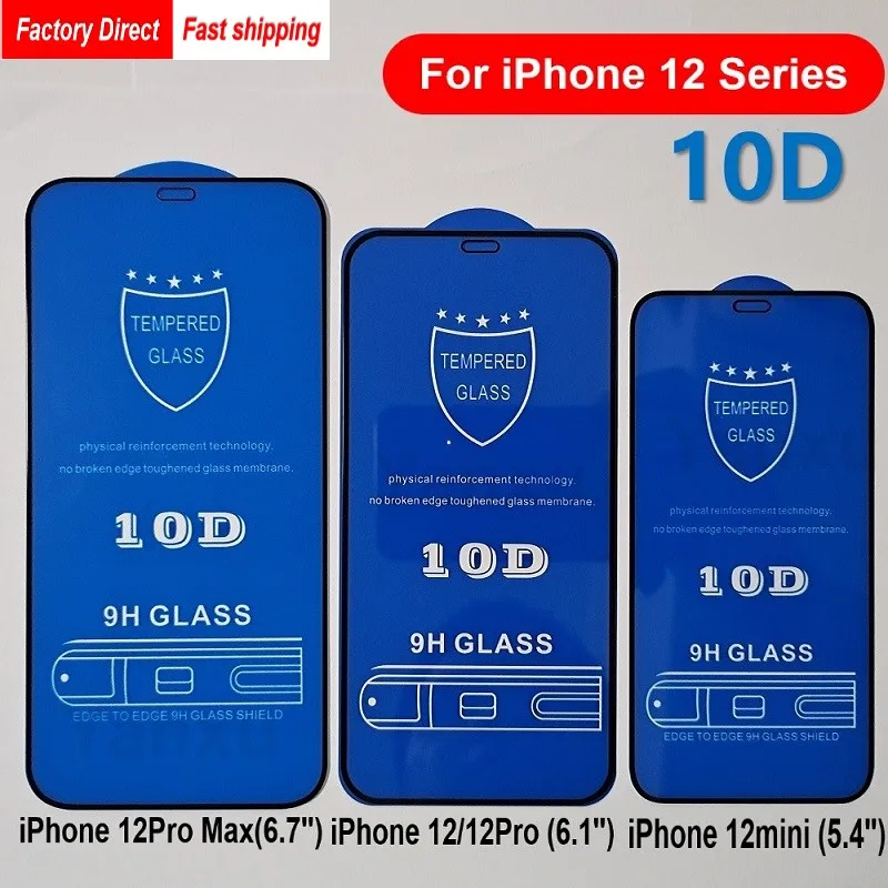 Защитное стекло 10D для iPhone 13 11 Pro Max XS X 8 7 6S Plus SE2 пленка из закаленного стекла с