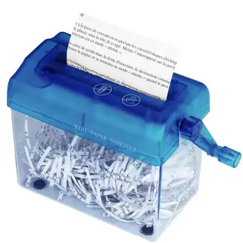 

A6 Mini Hand Crank Blue Shredder Crusher Destroyer Paper Documents Cutting Machine-scll Office Home Manual Paper Shredder