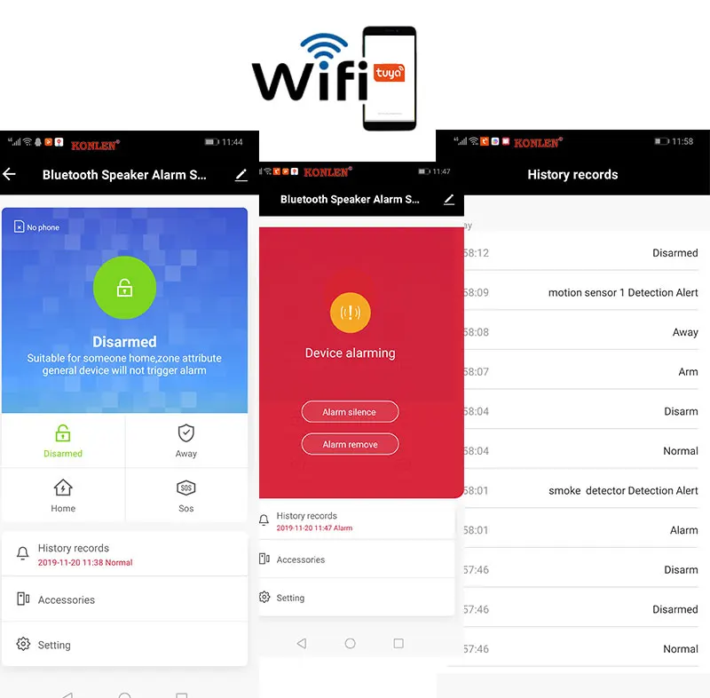 Tuya Smart wifi домашняя сигнализация Беспроводная Bluetooth динамик стерео музыка с охранной ip-камерой датчик для защиты дома