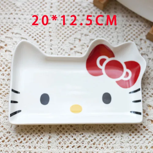 Черный HelloKitty милый мультфильм керамические фруктовые закуски тарелка японский стейк Блюдо Набор Китай подносы для десерта тарелка - Цвет: Черный