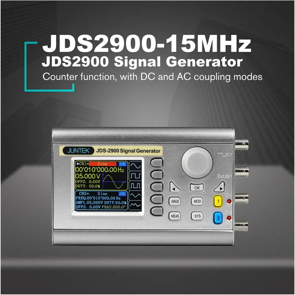JDS2900-15M 15 МГц генератор сигналов цифровой контроль двухканальный DDS функция генератор сигналов частотомер произвольная волна