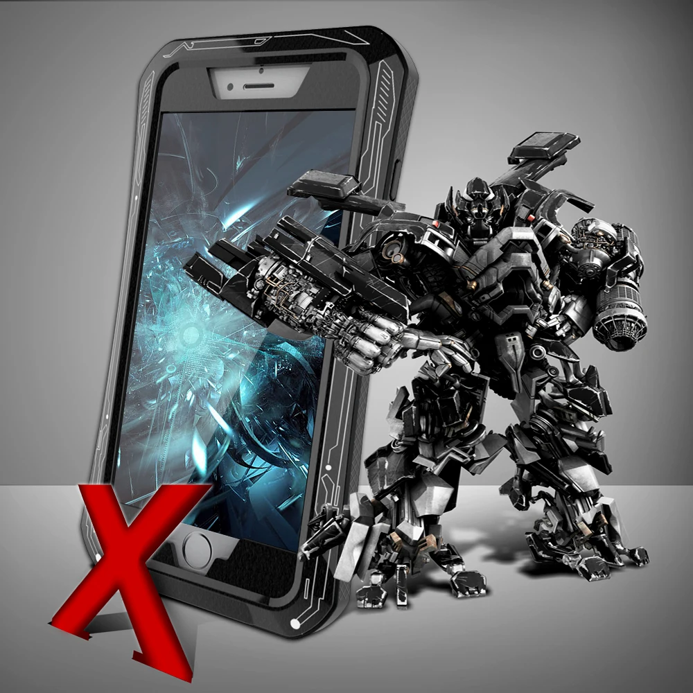 R-JUST x-men полный корпус чехол для iPhone 6 6S 7 Открытый противоударный металлический Броня чехол для iPhone 7 6S 6 Plus чехол Gorilla glass