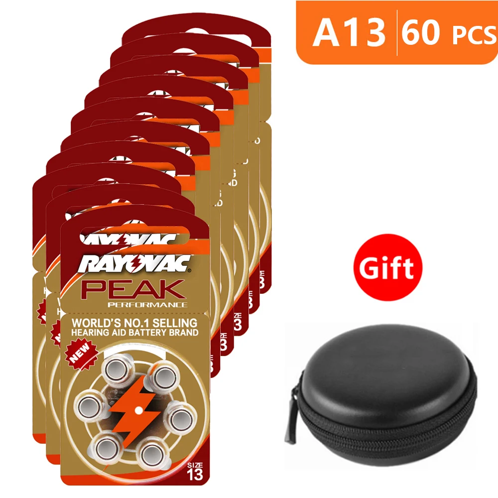 

Hearing Aid Batteries Size 13 za Rayovac Peak Performance,Pack of 60,Orange Tab PR48 1.45V Type A13 AU-6nhs Zinc Air Battery