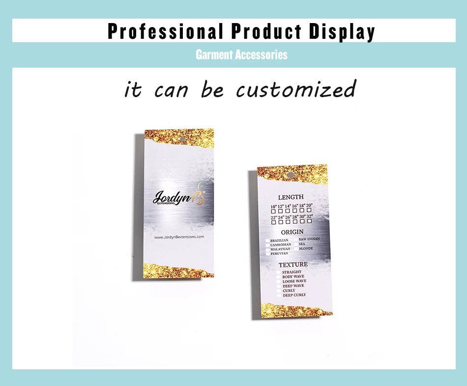 Custom brand name logo printing double side hair packaging paper swing hang tags labels, paper price labels tags shipping labels