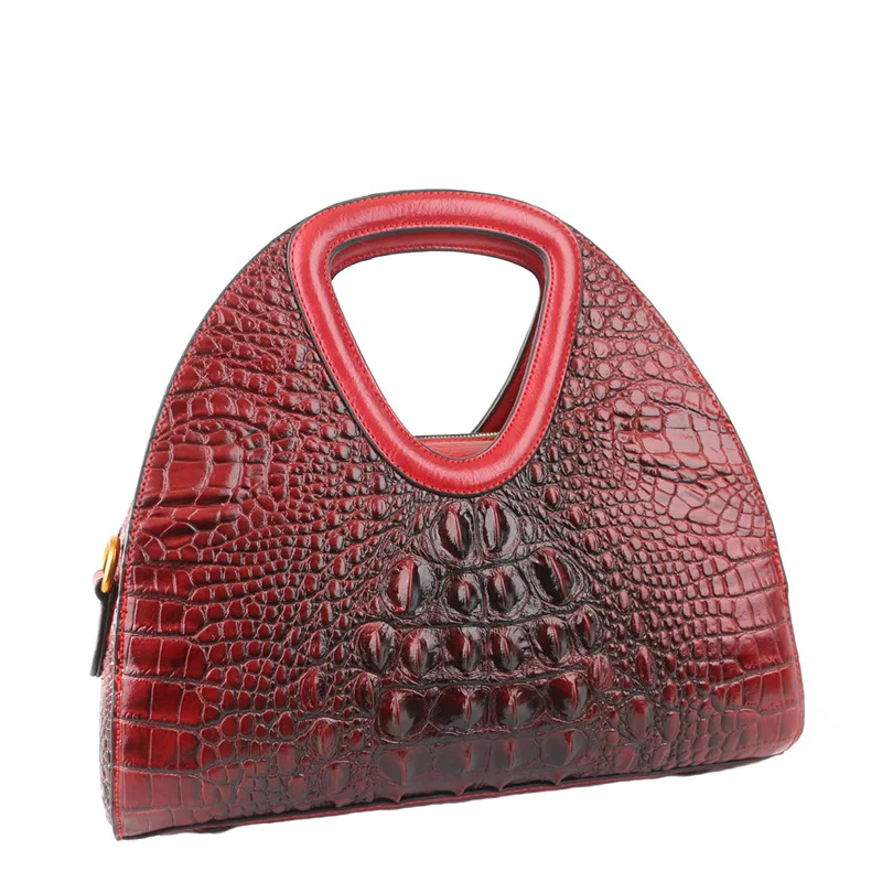 

2019 New Style Leather Handbag Crocodile Pattern Shoulder Bag Cowhide Diana Bag Shoulder Shell Bag Carrying