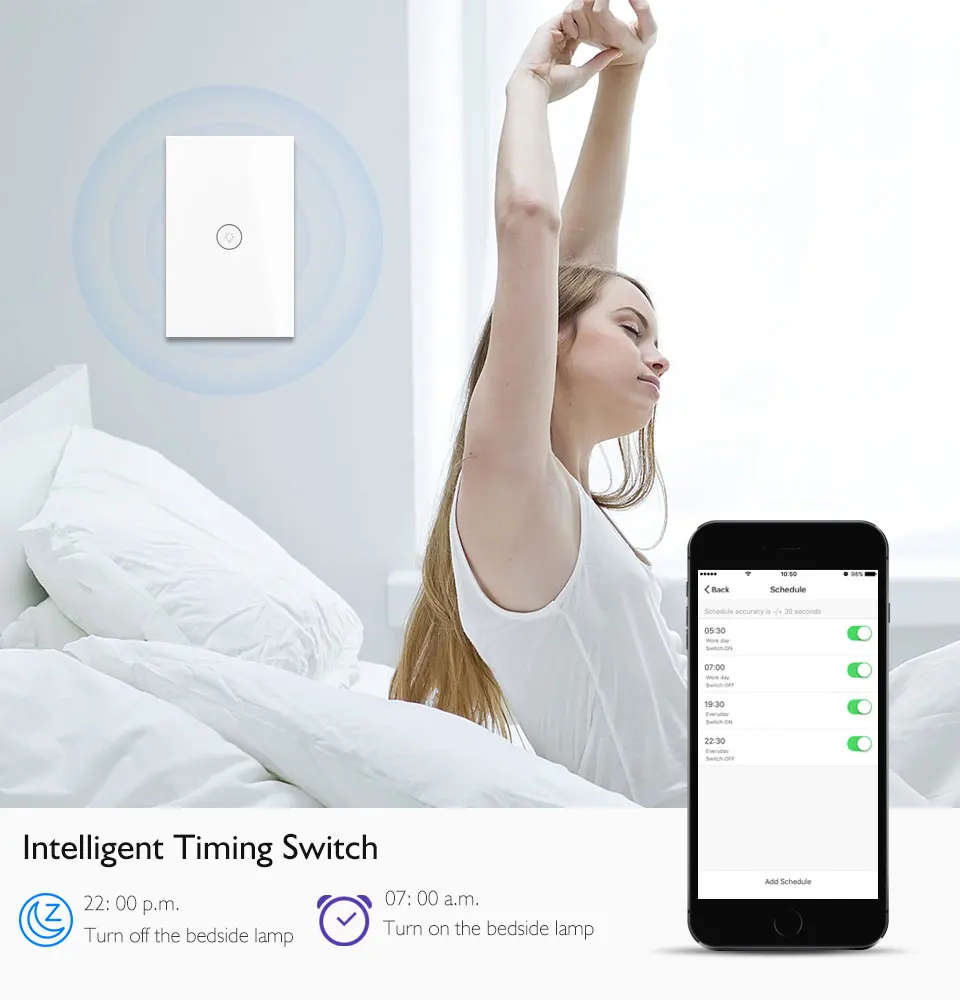 Wifi умный светильник, настенный выключатель, сенсорная стеклянная панель, стандарт США, приложение Smart life, дистанционное управление, работает с Alexa Google Home