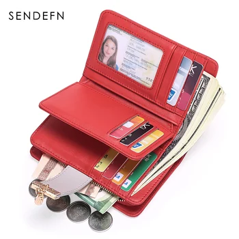 

SENDEFN RFID Protection Women's Wallet Leather Multi-card Slot Wallet Women Short Zipper Ladies Coin Purse Card Holder 5226-5