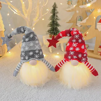 

Christmas LED light Santa Claus Ornament Plush Faceless Gnome Doll Little Figurine Decoration Christmas Glowing Doll Ornaments