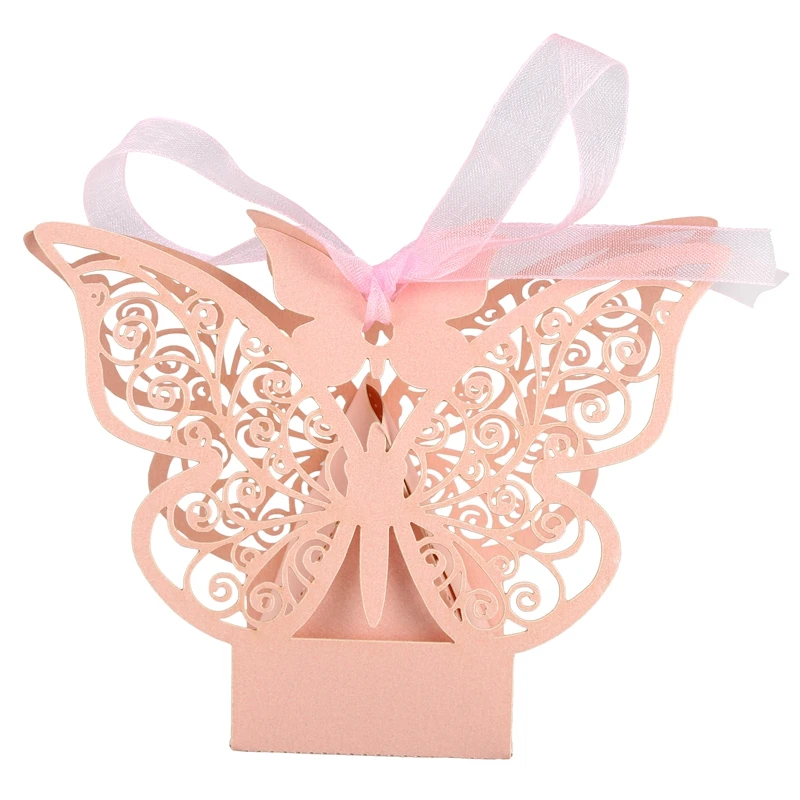 50 шт бабочка свадьба любимая коробка День рождения подарок коробка сладостей(розовый) продвижение