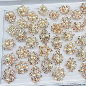 

36 Pcs/lot fashion women rose gold color flower pearl design ring lot jewelry ring wholesale