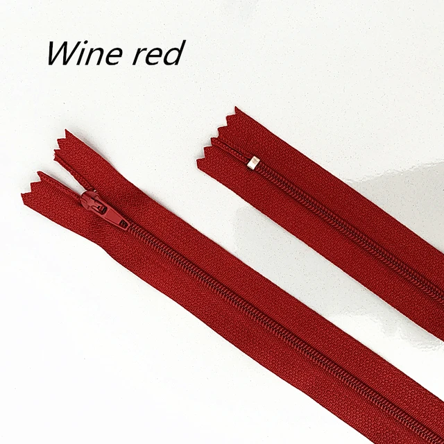 10pcs 10-60cm (4inch-24 Inch) Nylon Coil Zippers Tailor Sewer Craft Crafter's  (20 colors) Burgundy