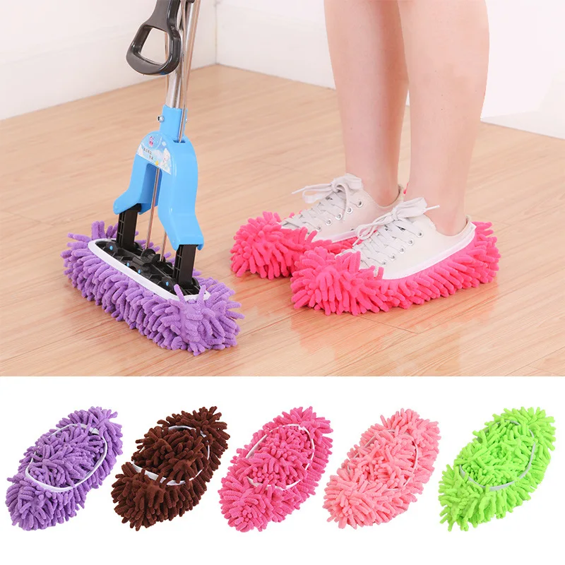 

Floor Mop Wipes Dust Mop Slipper House Cleaner Lazy Drag Shoes Mop Caps Floor Dusting Cleaning Micro Fiber Foot Shoe Cover