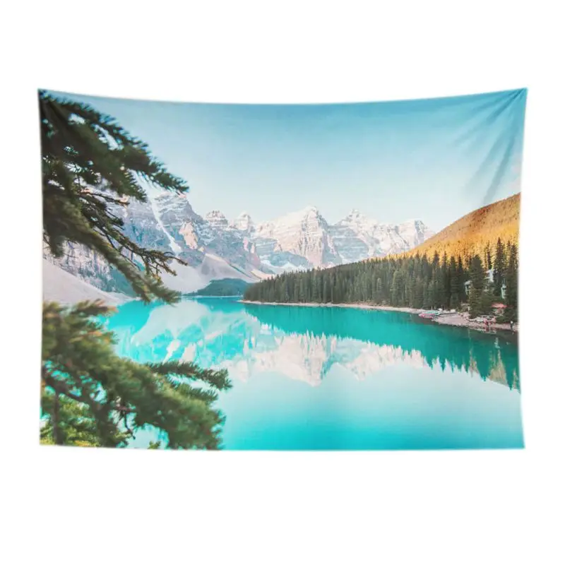 

Thicken Velvet Forest Lantern Tapestry 3D Mountain Scenery Wall Hanging Blanket