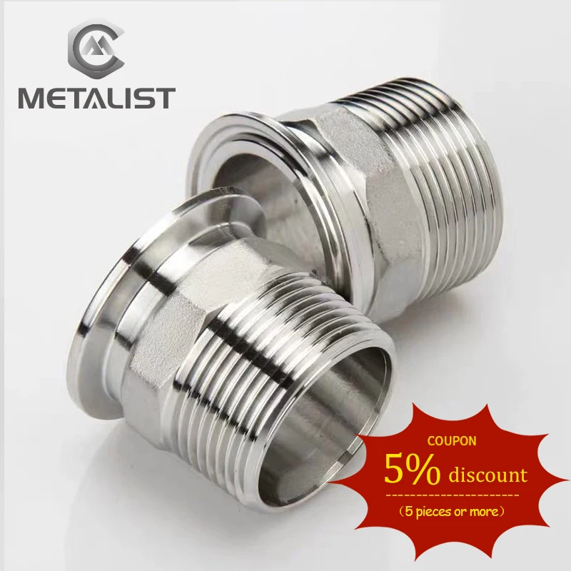 

METALIST 1-1/4 DN32 Stainless Steel SS304 Sanitary Hexagon Male Threaded Ferrule OD 50.5 Pipe Fitting fit for 1.5" Tri Clamp