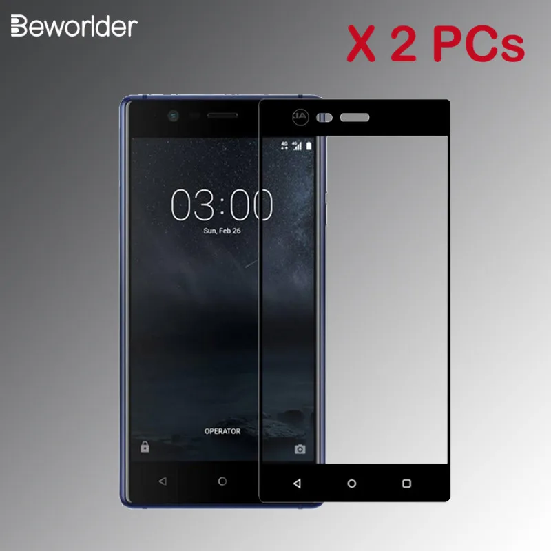 2 шт. закаленное Стекло для Nokia 3 Экран протектор Защитная пленка, стекло для Nokia 3,1 Plus X3 Дисплей полное покрытие Стекло Цвет рамка