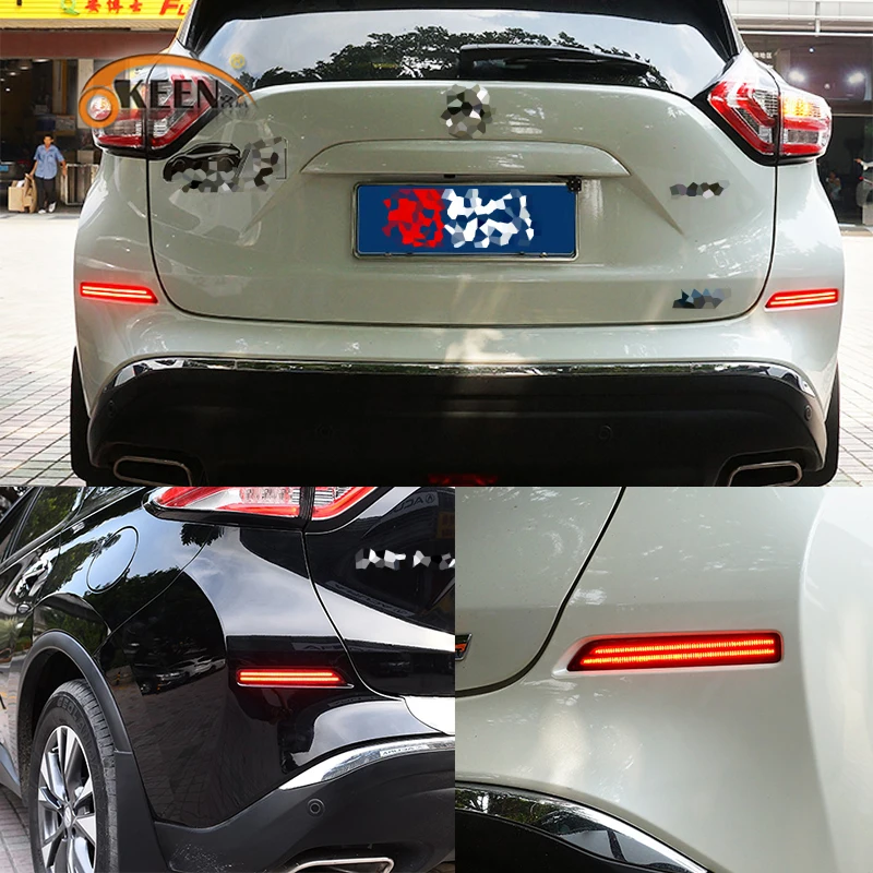 2 шт. светодиодный задний бампер отражатель света для Nissan Murano Автомобильный светодиодный DRL сигнал поворота стоп-сигналы 12V Предупреждение противотуманная фара
