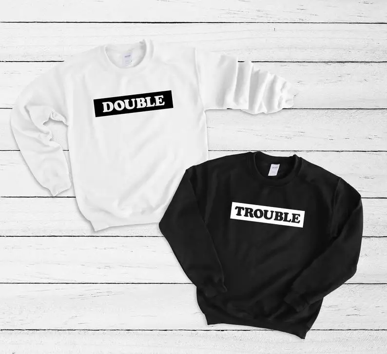 Skuggnas New Arrival Best Friends Crew neck Sweatshirt Double Trouble Jumper Matching Friends Pullover Unisex Casual Outfit