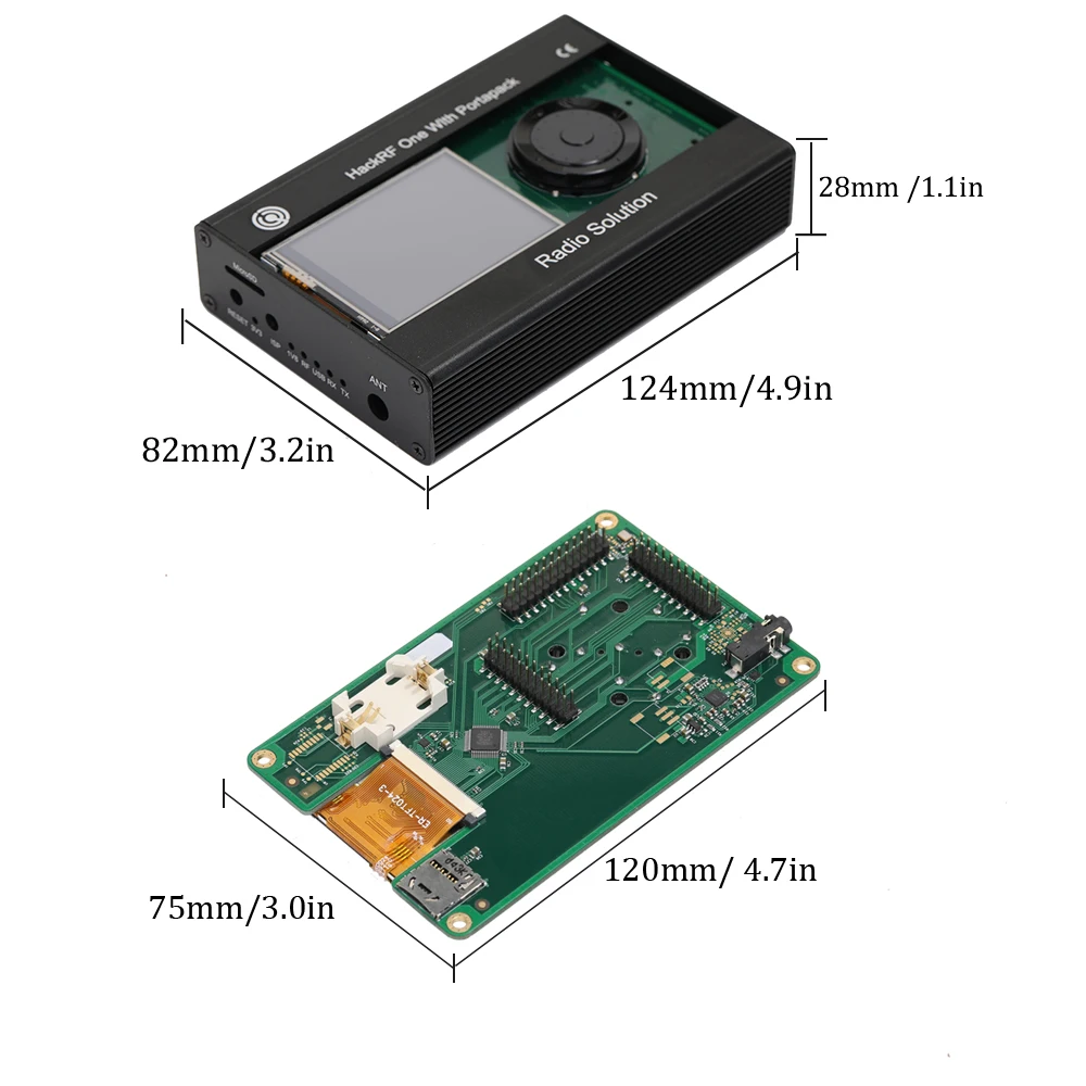 2,4 дюймов ЖК Сенсорная панель Portapack с металлическим корпусом для HackRF One SDR программное радио