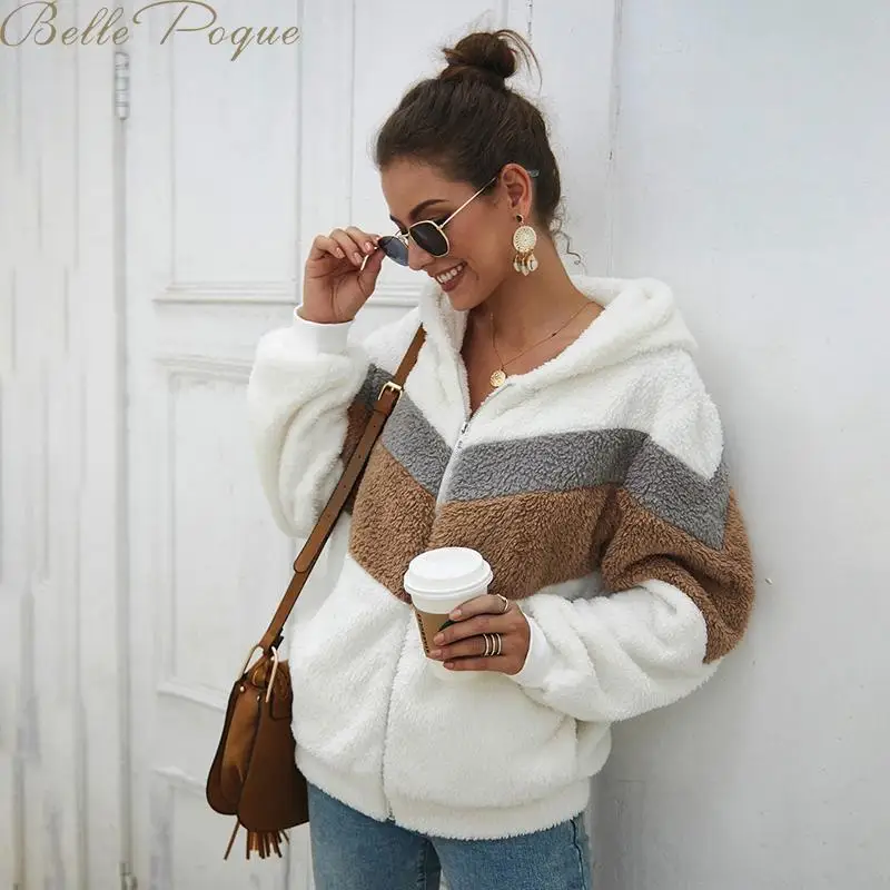 Belle Poque лоскутные куртки с капюшоном осеннее зимнее пальто женское модное повседневное плотное теплое пальто Мягкие короткие куртки для женщин