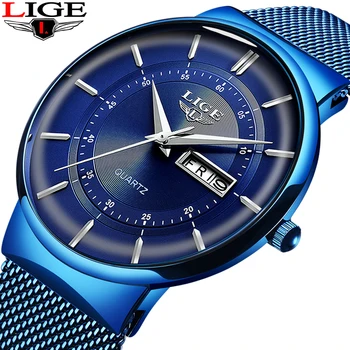 

Mens Watches LIGE Top Brand Luxury Waterproof Ultra Thin Date Clock Male Steel Strap Casual Quartz Watch Men Sports Wrist Watch