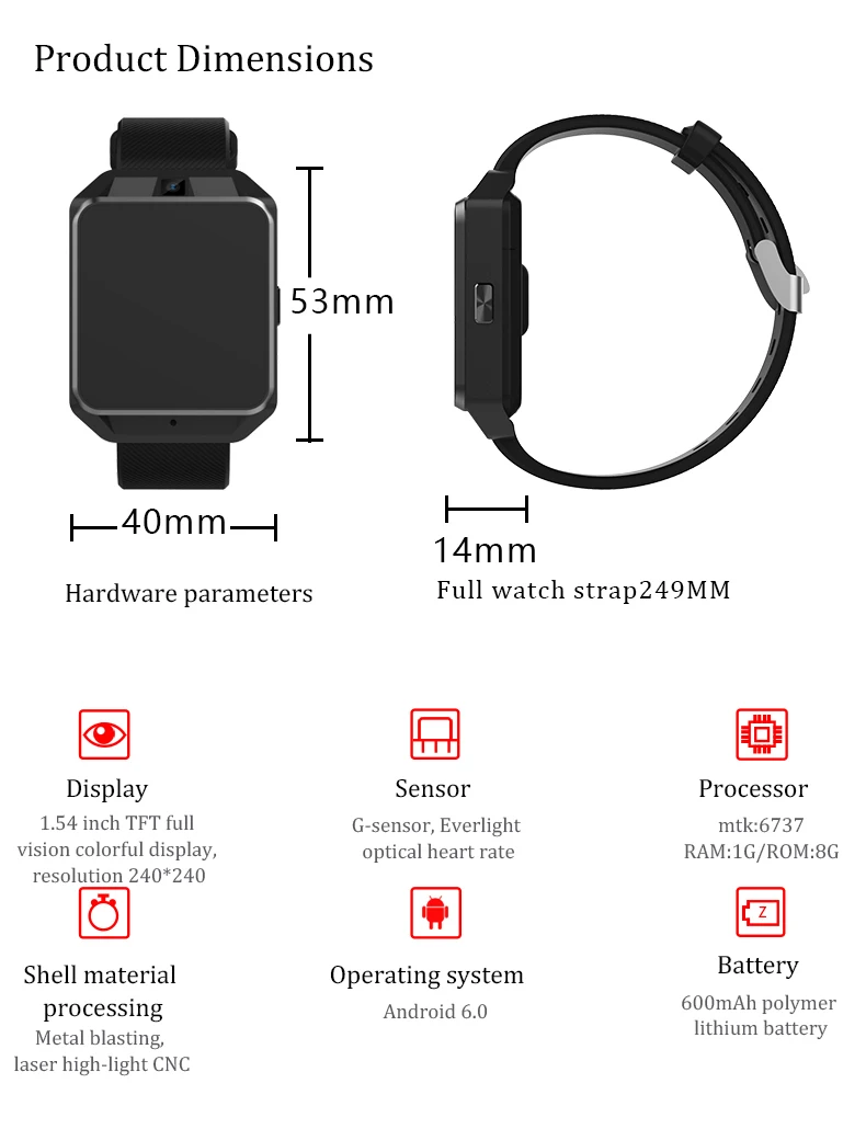 Смарт-часы H5 4G для мужчин, WiFi, четырехъядерный процессор, 1 ГБ ОЗУ, 8 Гб ПЗУ, спортивные Смарт-часы, монитор сердечного ритма, функция sim-карты для женщин и мужчин