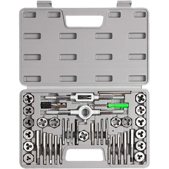 

SAE Thread Tap and Die Tool Set for Thick and Fine Threads Of Thread and Heavy Thread, with Accessories and Storage Box