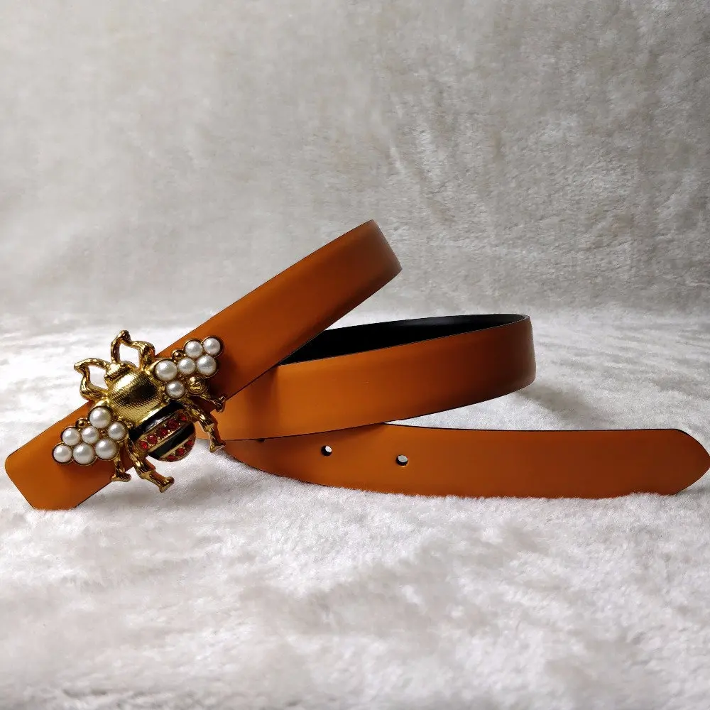 

2019 Designer Lady Belts 2.5cm Fashion Women Belts Bee Buckle Genuien Leather Jeans Girdle Good Quality Luxury Cowhide Straps