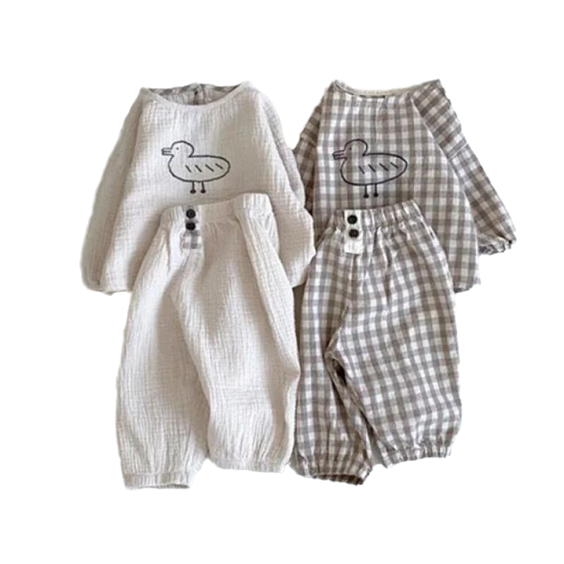 Japanese & Korean Children Clothing Kids Clothes 2PCS T Shirt+Linen