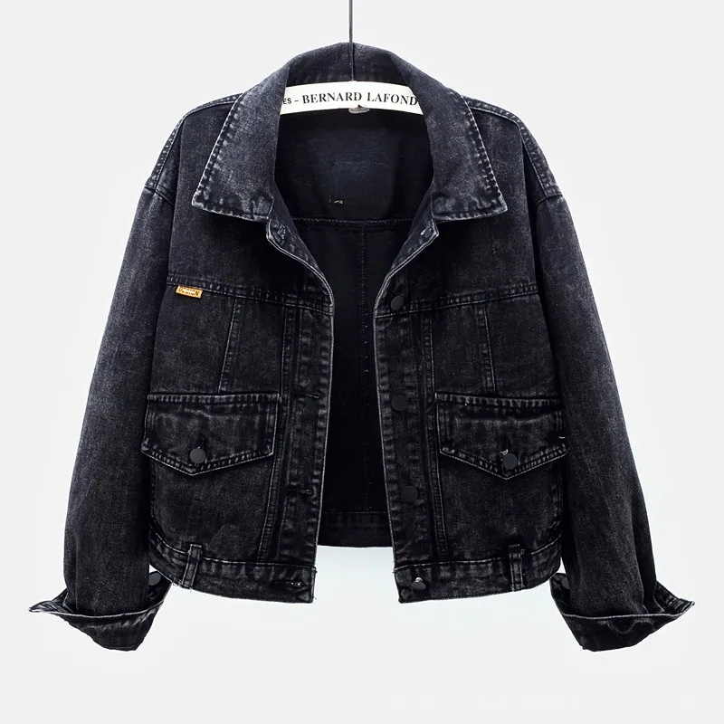 

Vintage Denim Jacket Women Short 2023 Spring Autumn Korean Long-Sleeve Jeans Coat Female Clothes Casual Loose Outerwear G1687