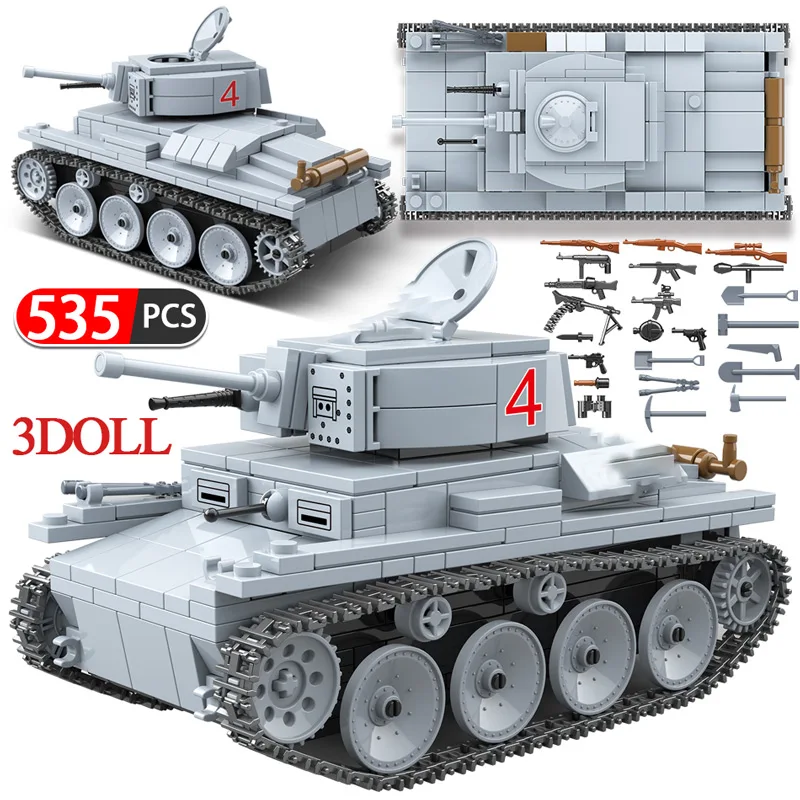 Billig 535PCS Technik LT 38 Licht Tank Bausteine Kompatibel Military Armee Stadt Soldat Polizei Figuren Waffe Ziegel Sets Jungen Spielzeug
